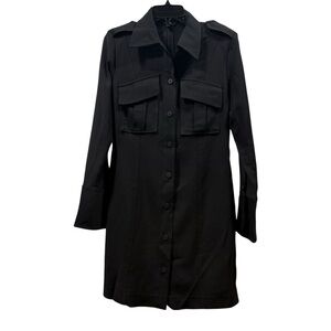 Massimo Dutti Black Button Down Shirt Dress Size S NO BELT